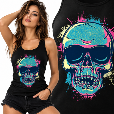 TANK TOP DAMSKI HORROR  SKULL COLOR
